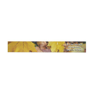 Fallen Maple Leaves Yellow Autumn Nature Wrap Around Label