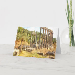 Fallen Ruins of Euromos, Turkiye Watercolor Card