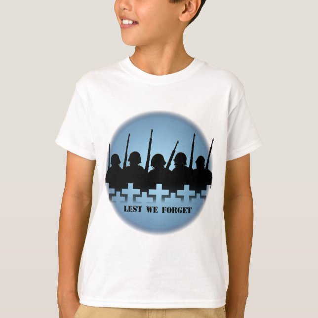 Fallen Soldiers Kids T-shirts Lest We Forget Tee (Front)