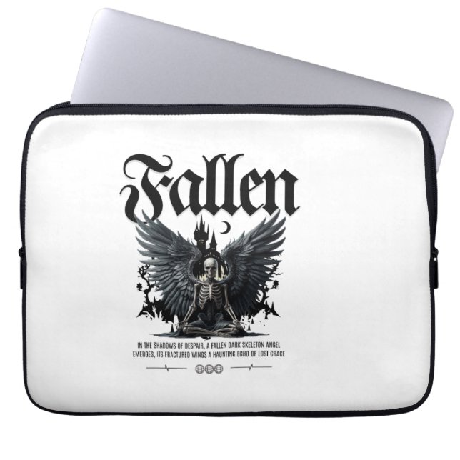 Fallen Wings: Skeleton Elegance for Your Electroni Laptop Sleeve (Front)