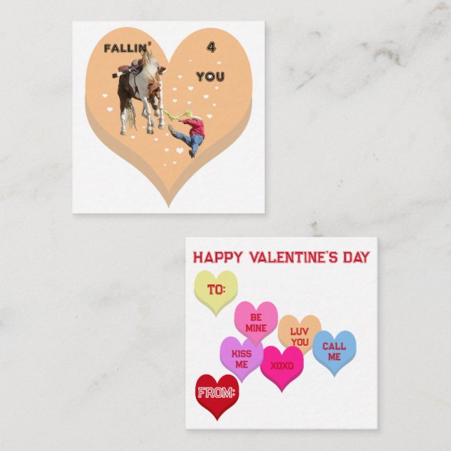 FALLIN' 4 YOU Valentine's Conversation Hearts Card (Front/Back)