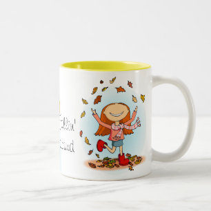 Fallin' around Autumn fall leaves play mug
