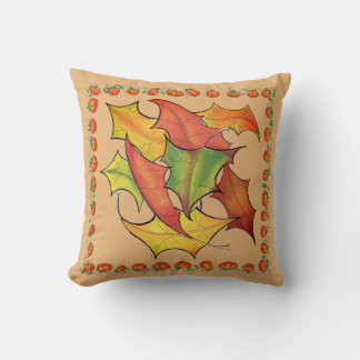 Falling Autumn Leaves Colourful Bold Illustration Cushion