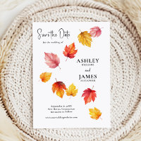 Falling Autumn Leaves, Fall Wedding Save the Date