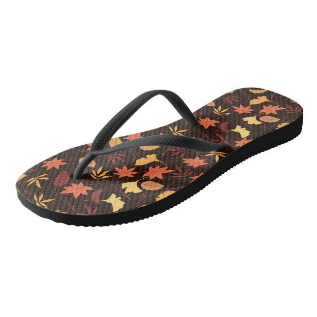 Falling Autumn Leaves - Flip Flops (Angled)
