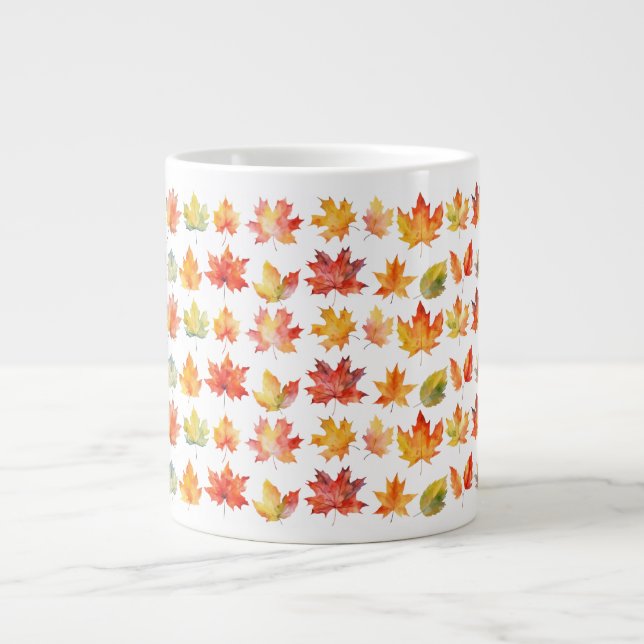 Falling Autumn Leaves Large Coffee Mug (Front)