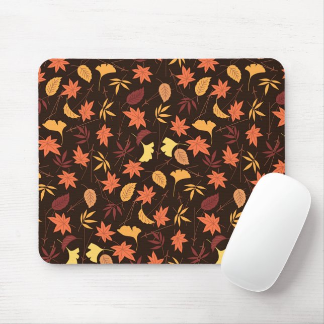 Falling Autumn Leaves Mouse Mat (With Mouse)