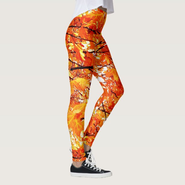 Falling Autumn Leaves, Orange with Black Leggings (Right)