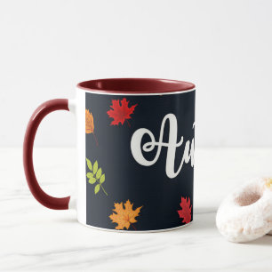 Falling Autumn Leaves Red Orange Yellow Mug
