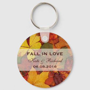Falling Autumn Leaves Wedding Favour Keychain