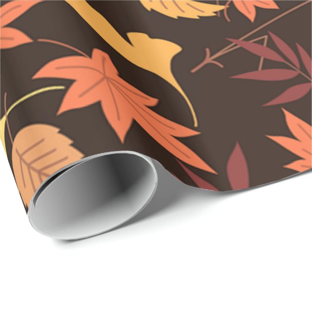 Falling Autumn Leaves Wrapping Paper (Roll Corner)