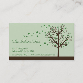 Falling Blossoms - Green Business Card