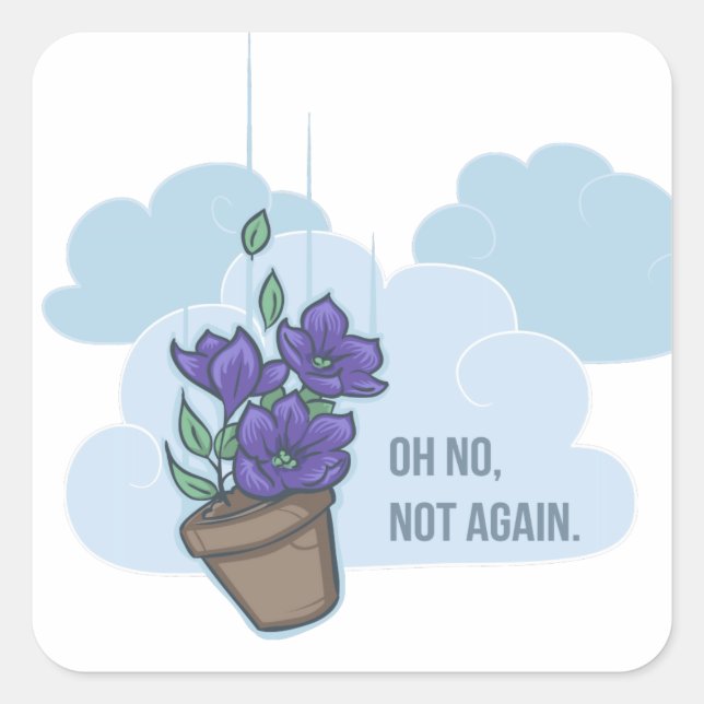 Falling Bowl of Petunias Square Sticker (Front)