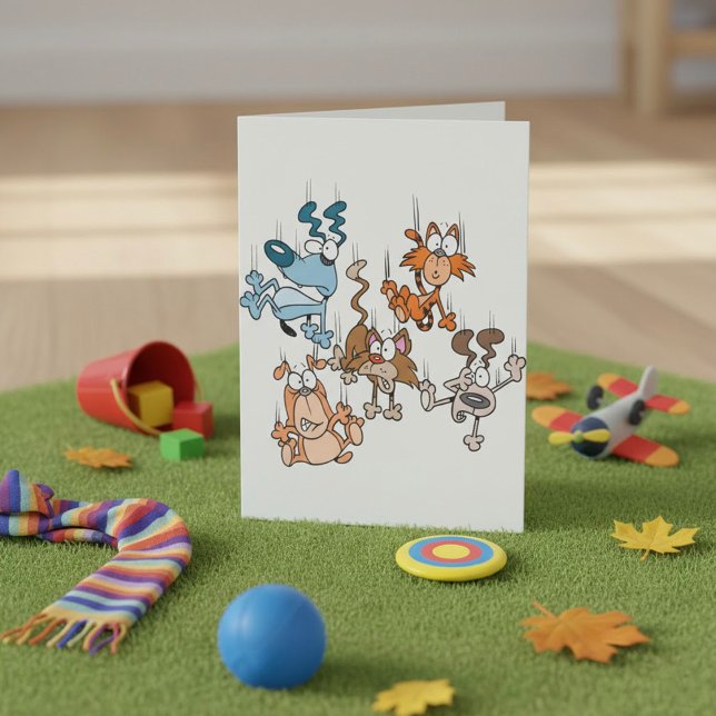 Falling Cats And Dogs Greeting Cards (Creator Uploaded)