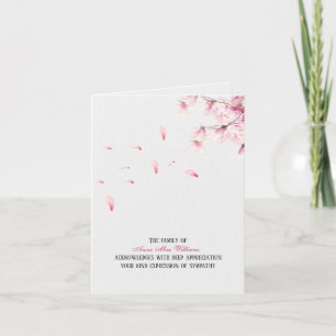 Falling Cherry Blossoms Sympathy Thank You Card