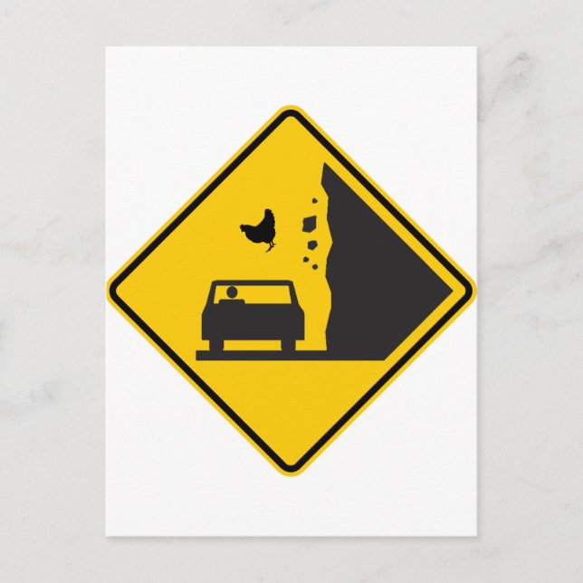 Falling Chicken Zone Highway Sign Postcard (Front)