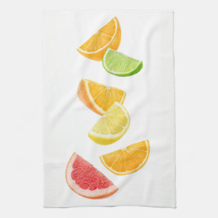 Falling citrus slices tea towel