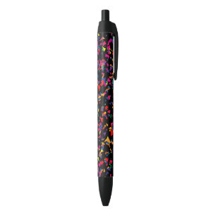Falling Confetti Colourful Fun Pattern Black Ink Pen