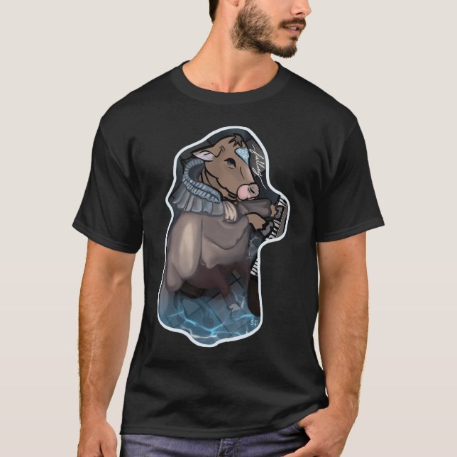 Falling Cow Sticker  T-Shirt (Front)