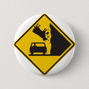 Falling Cow Zone Highway Sign 6 Cm Round Badge
