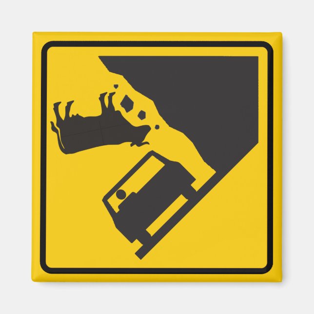 Falling Cow Zone Highway Sign Magnet (Front)