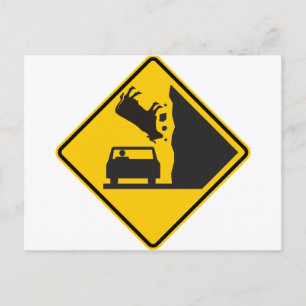Falling Cow Zone Highway Sign Postcard