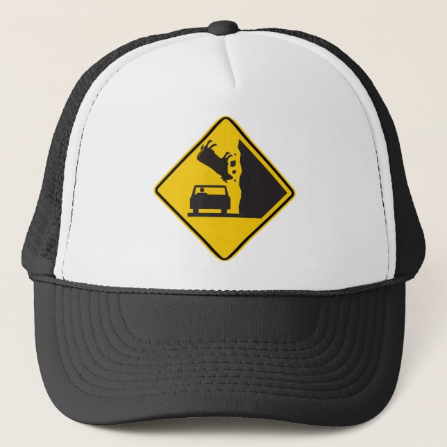 Falling Cow Zone Highway Sign Trucker Hat (Front)