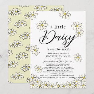 Falling Daisies White Floral Baby Shower by Mail Invitation