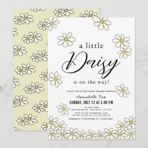 Falling Daisies White Floral Baby Shower Invitation