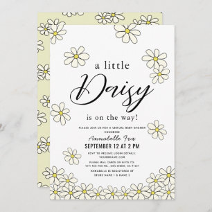 Falling Daisies White Floral Virtual Baby Shower Invitation