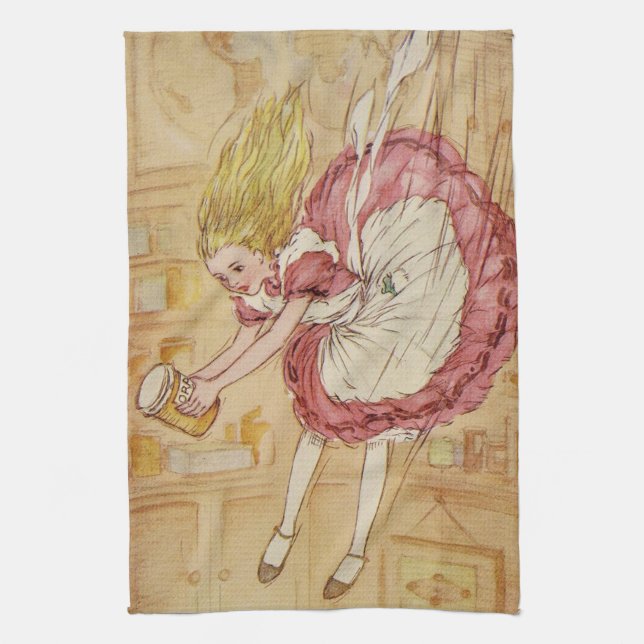 Falling Down the Rabbit Hole Tea Towel (Vertical)