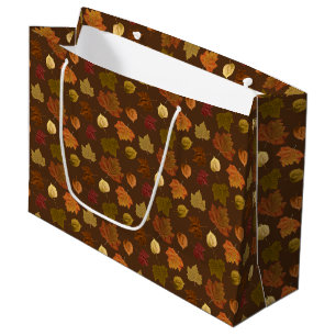 Falling Fall Leaves, Custom Color Large Gift Bag