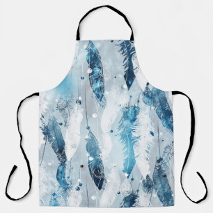 Falling Feathers: Blue Watercolor Seamless Apron