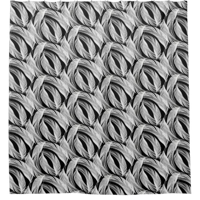 Falling Feathers In Black And White  Shower Curtain (Front)