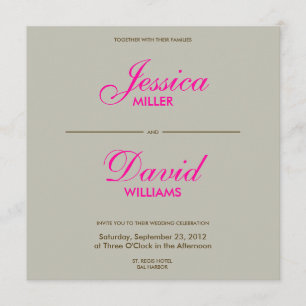 Falling Feathers in Chocolate/Taupe Modern Wedding Invitation