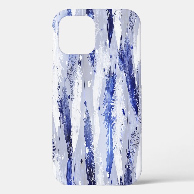 Falling feathers: watercolor blue pattern. Case-Mate iPhone case (Back)
