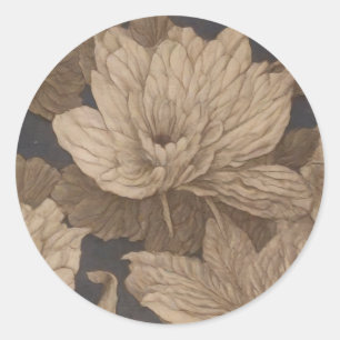 Falling flowers depicted on ancient murals classic round sticker