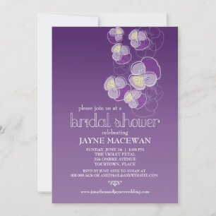 Falling Flowers Violet Ombre Bridal Shower Invitation