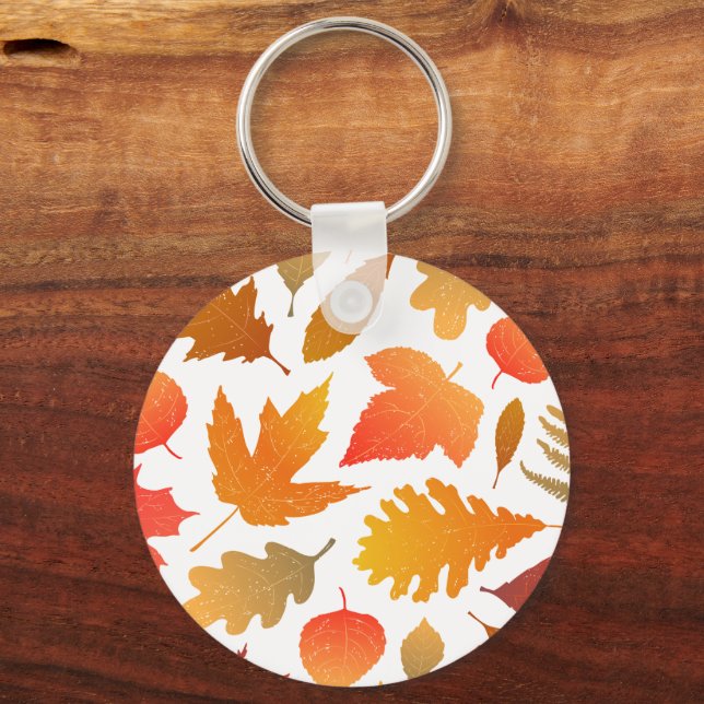 Falling for Autumn – Cosy Leaf Pattern Key Ring (Front)