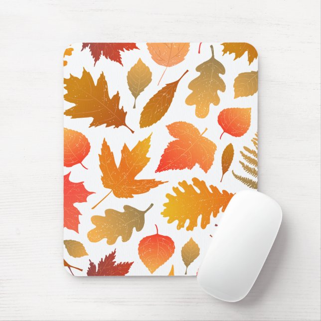 Falling for Autumn – Cosy Leaf Pattern Mouse Mat (With Mouse)