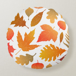 Falling for Autumn – Cosy Leaf Pattern Round Cushion
