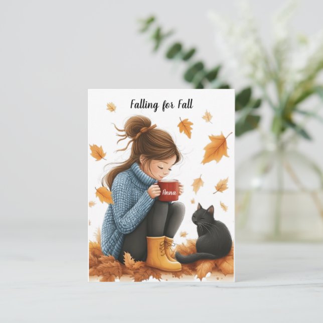 Falling for Fall: A Personalised Autumn Greeting Postcard (Standing Front)