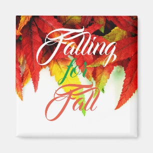 Falling for fall autumn maple leaves red elegant magnet