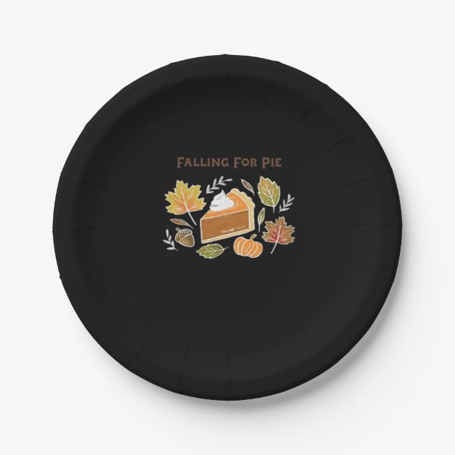 Falling for Pie – Cosy Autumn Pumpkin Pie Design C Paper Plate (Front)