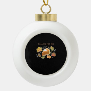 Falling for Pie – Cozy Autumn Pumpkin Pie Design C Ceramic Ball Christmas Ornament