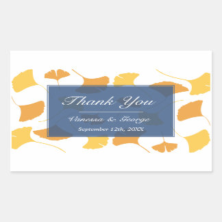 Falling ginkgo leaves blue wedding gift bag tag