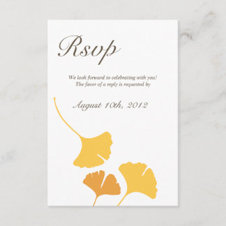 Falling ginkgo leaves grey wedding response rsvp invitation