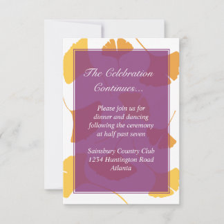 Falling ginkgo leaves purple wedding enclosure invitation