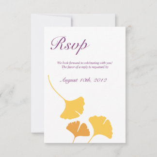 Falling ginkgo leaves purple wedding response rsvp invitation