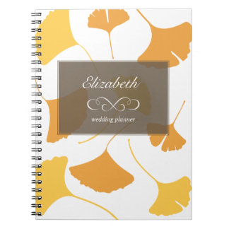 Falling ginkgo leaves yellow grey custom planner notebook